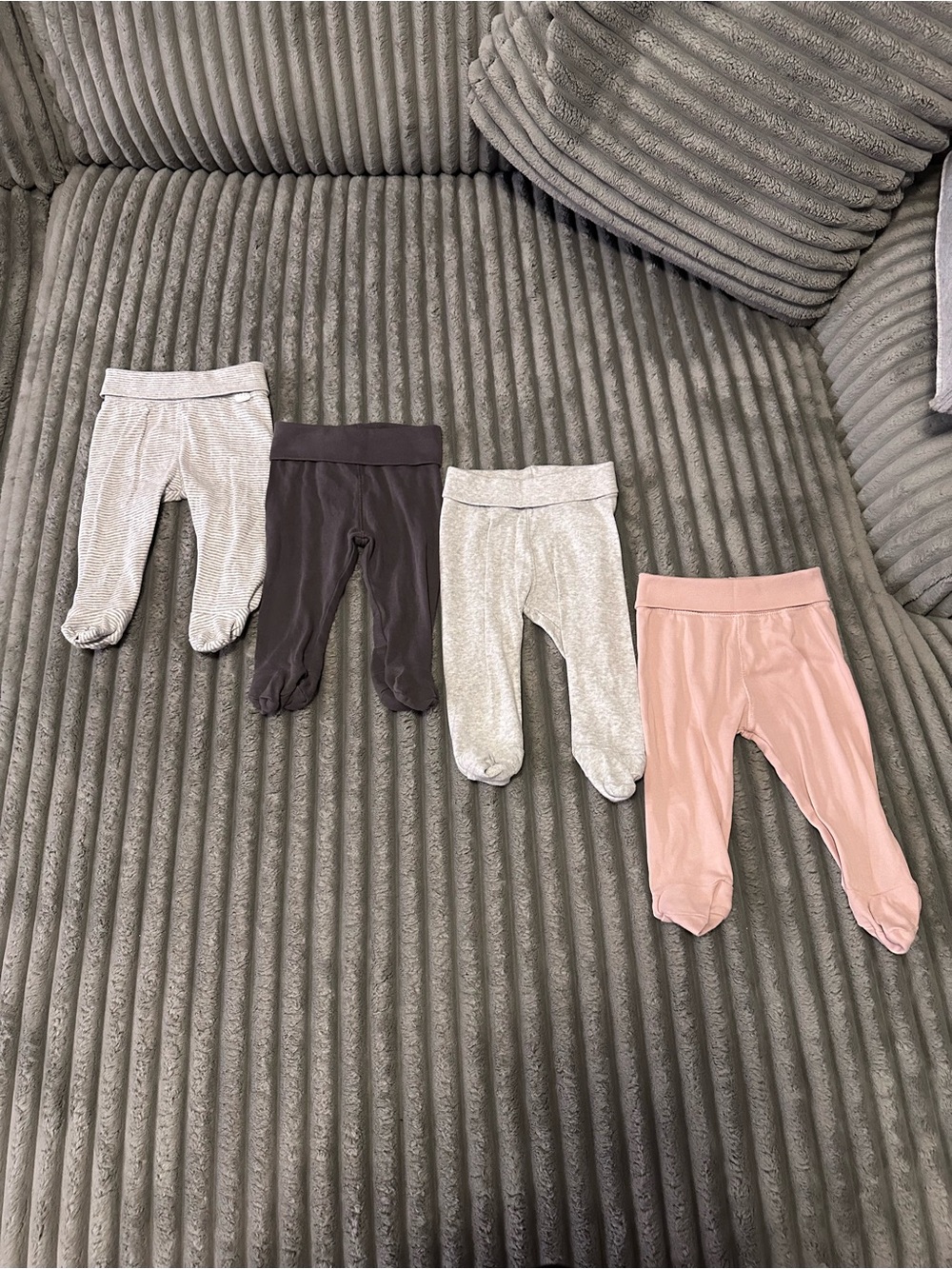 H&M Baby Footed Pants Bundle - Neutral Gray, Charcoal & Blush Pink